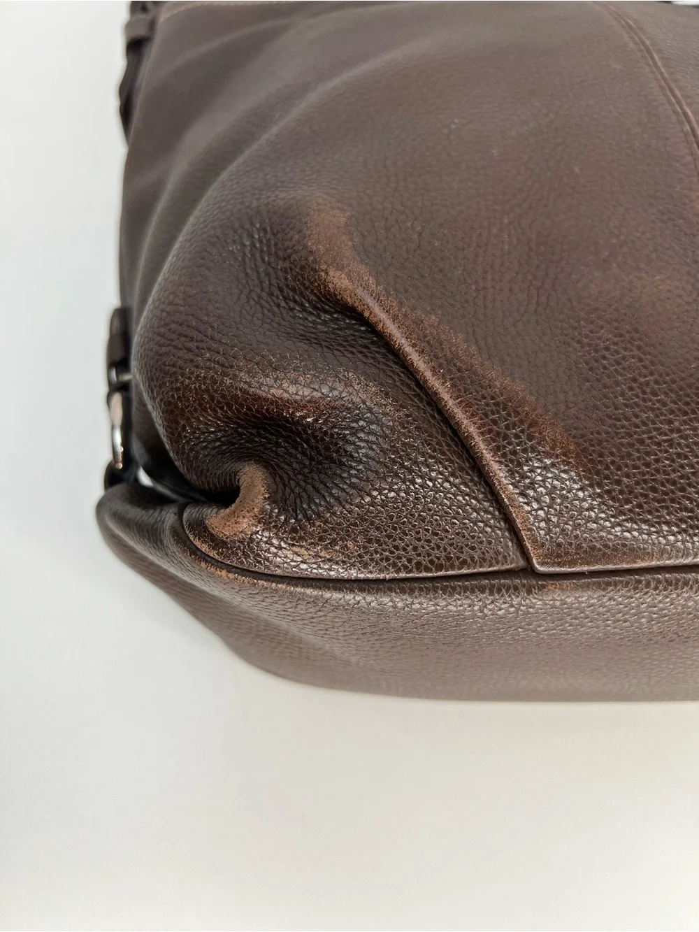 Coach Dark Brown Pebbled Leather Shoulder Bag